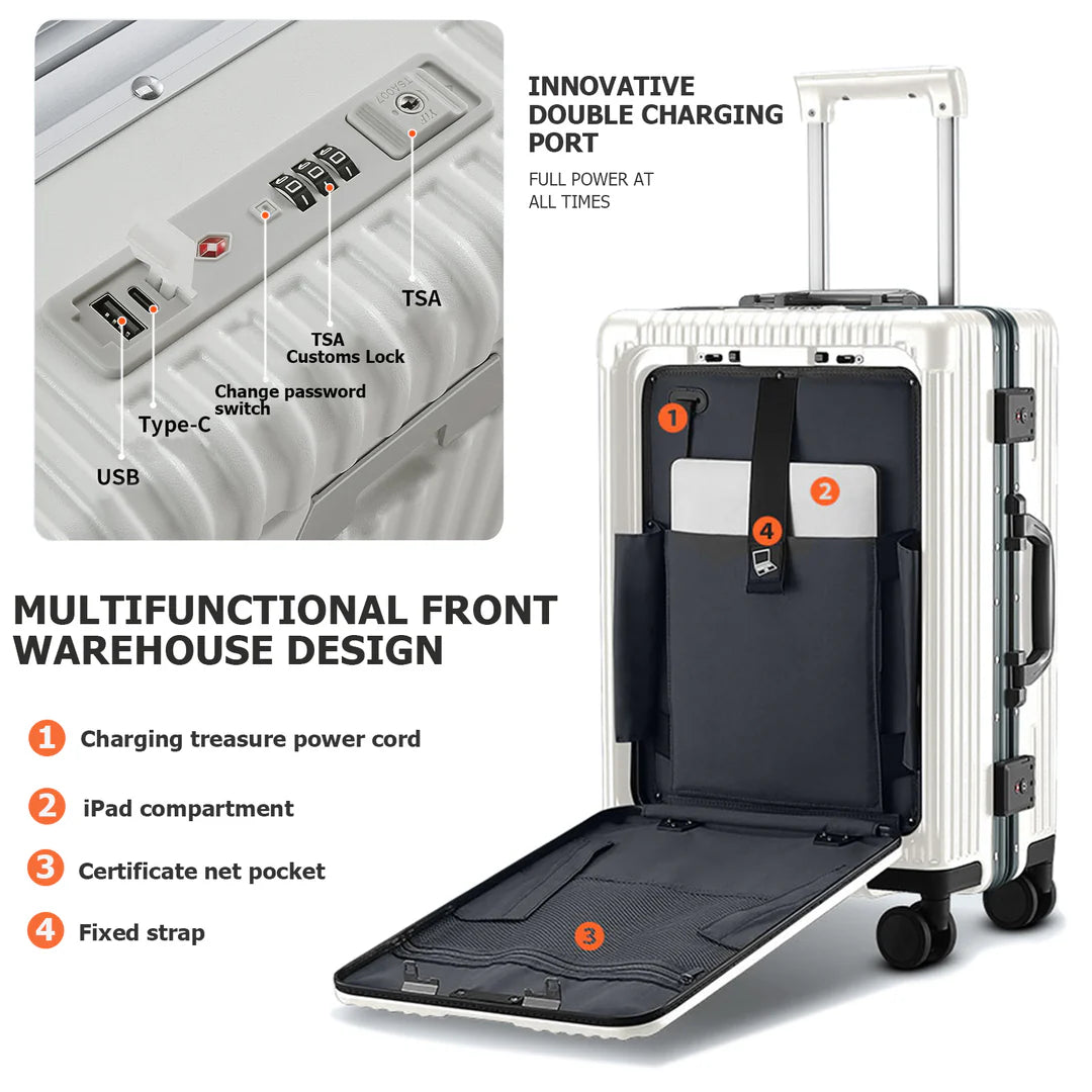 All-in-One Aluminum Spinner Carry-On Luggage