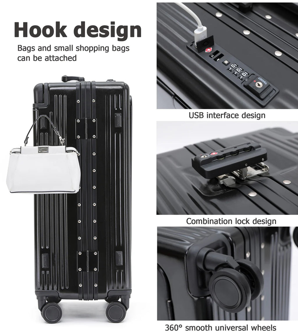 Wide Handle Aluminum Frame Carry-On Luggage