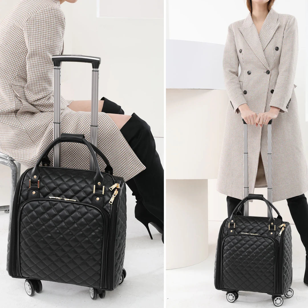 Leather Underseat Spinner Luggage