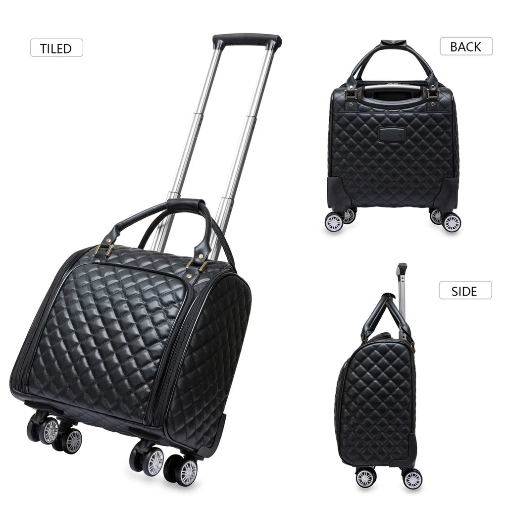 Leather Underseat Spinner Luggage