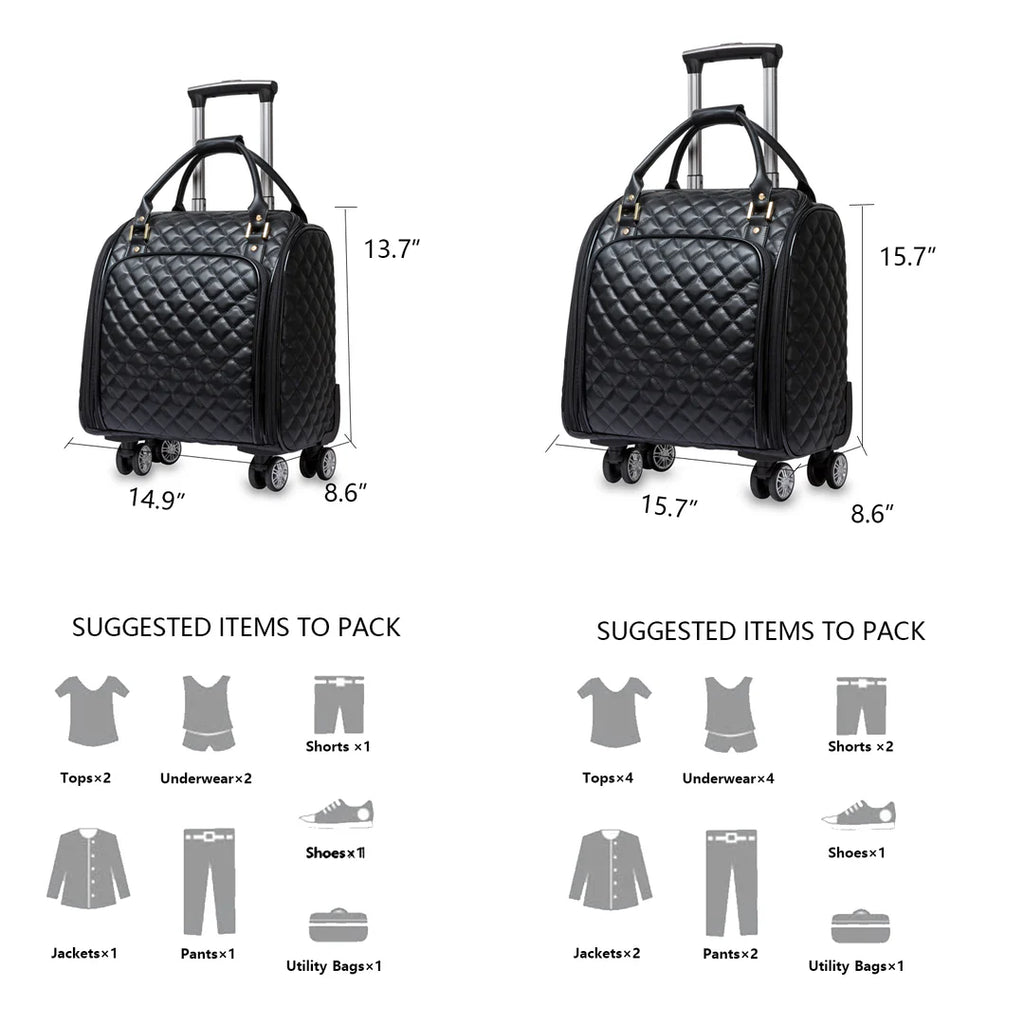 Leather Underseat Spinner Luggage